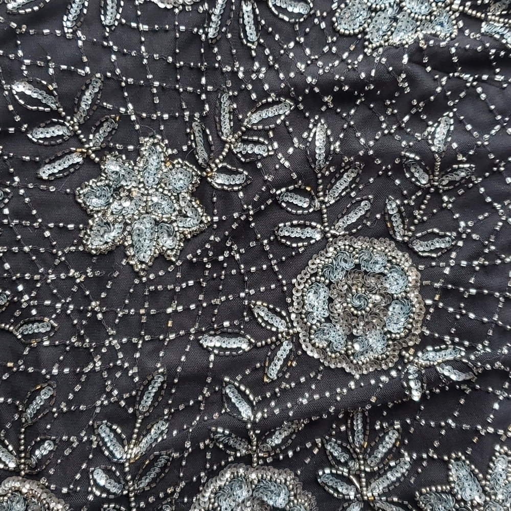 Pisarro Nights Black Vintage Maxi Beaded Sequin Gown 8 - Picture 4 of 8